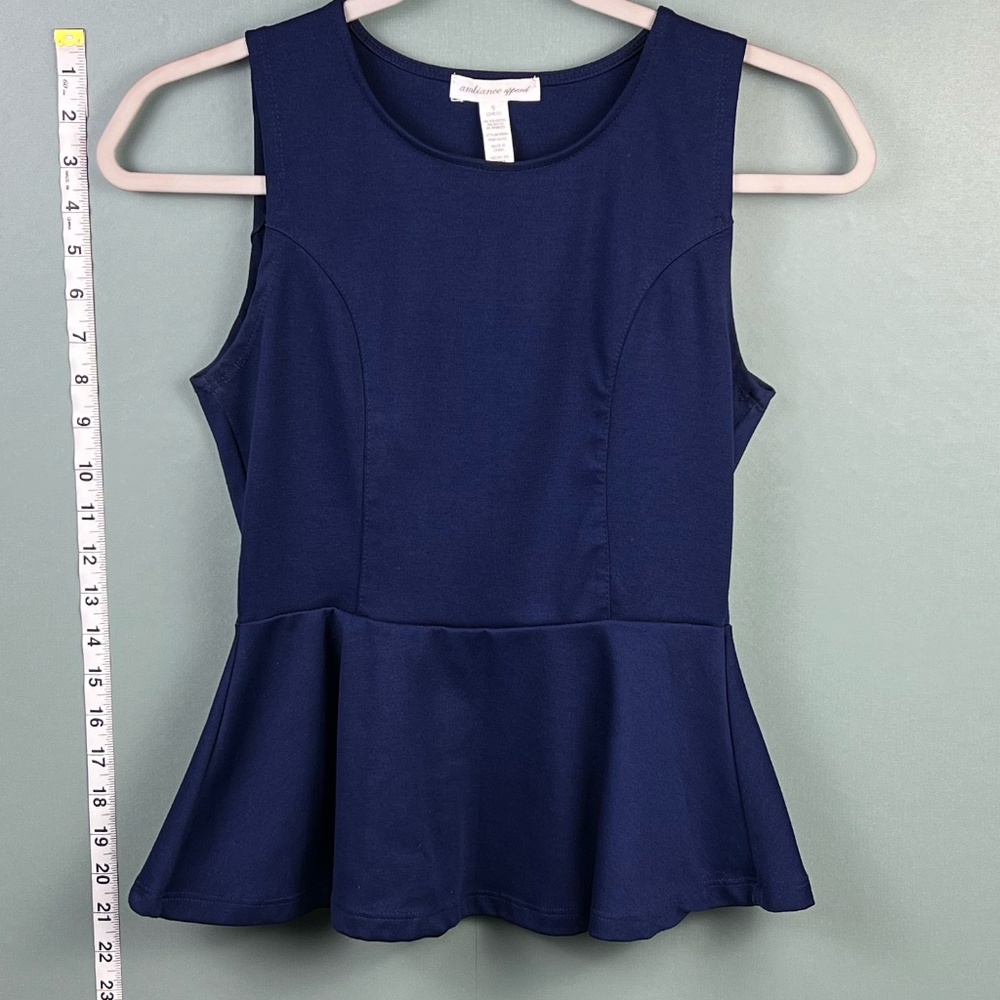 Blue Cinched Waist Blouse - Ambiance Apparel